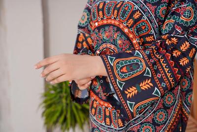 Women's Stitched Printed Shirt and Trouser Set - 2 Pcs with Mirror Work thumbnail 6