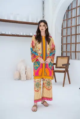 Trendy Women's Stitched Suit - 2 Pcs Printed Shirt and Trouser Set