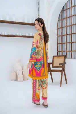 Trendy Women's Stitched Suit - 2 Pcs Printed Shirt and Trouser Set thumbnail 4