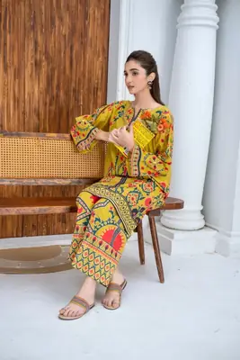 Stunning Women's Stitched Printed Shirt and Trouser Set - 2 Pcs  thumbnail 4