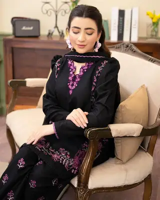 Stylish Black Cotton Embroidered Shirt And Trouser Set - 2 Pcs  thumbnail 7