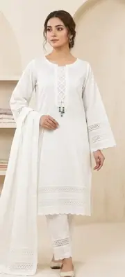 Women's Cotton Embroidered Shirt and Trouser Set - 2 Pcs