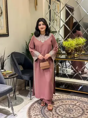 Stylish Women’s Stitched Cotton Embroidered Shirt And Trouser Set - 2 Pcs