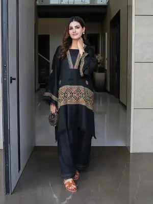 Chic Black Embroidered Shirt and Trouser Set - 2 Pcs thumbnail 4