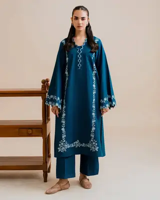 Stylish Embroidered Shirt and Trouser Set - 2 Pcs