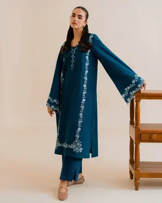 Stylish Embroidered Shirt and Trouser Set - 2 Pcs thumbnail 2