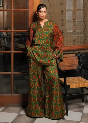 Stylish Women's Printed 2 Pcs Shirt And Trouser Set 