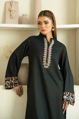 Stylish Women's Stitched 2 Pcs Embroidered Shirt and Trouser Set 