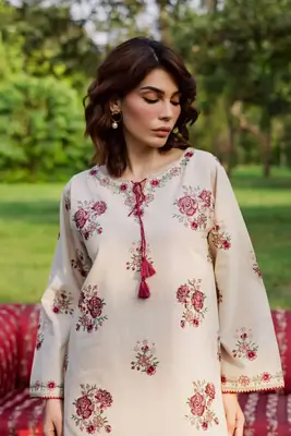 Elegant Embroidered Shirt And Trouser Set - 2 Pcs  thumbnail 4