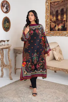 Stylish Women's Printed Shamoz Silk Shirt and Trouser Set - 2 Pcs