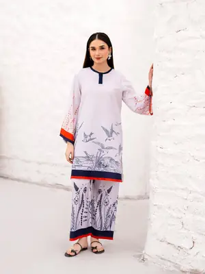 Chic Women's Stitched Printed Shirt & Trouser Set - 2 Pcs
