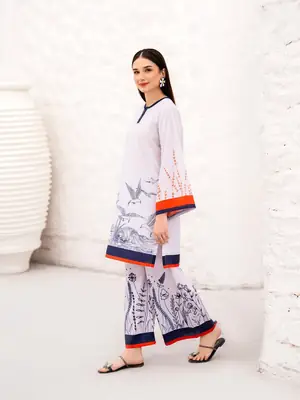 Chic Women's Stitched Printed Shirt & Trouser Set - 2 Pcs thumbnail 2