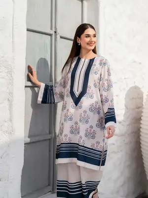 Chic Women's Stitched Printed Shirt & Trouser Set - 2 Pcs