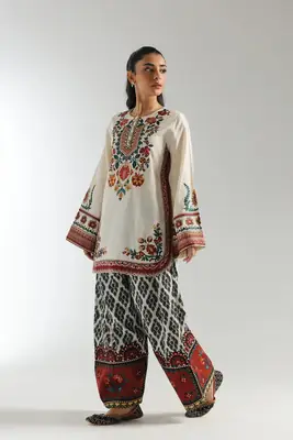 Stylish Women's Printed Shirt and Trouser Set - 2 Pcs thumbnail 2