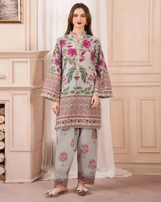 Stylish Printed Suit - 2 Pcs Shirt and Trouser for Women