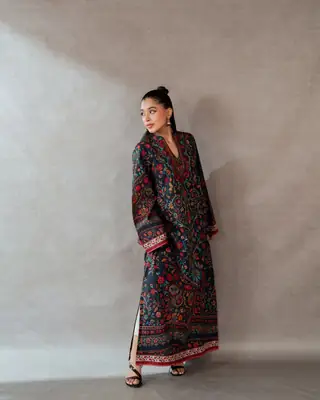 2 Pcs Women's Stitched Shamoz Silk Printed Shirt And Trouser