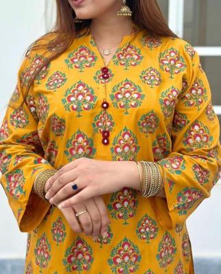 2 Pcs Women's Stitched Linen Printed Suit thumbnail 6