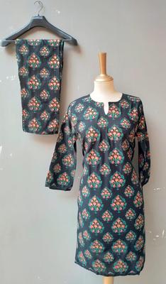 2 Pcs Women's Stitched Linen Printed Suit thumbnail 1