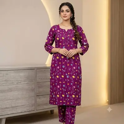 2 Pcs Women's Unstitched Digital Print Suit