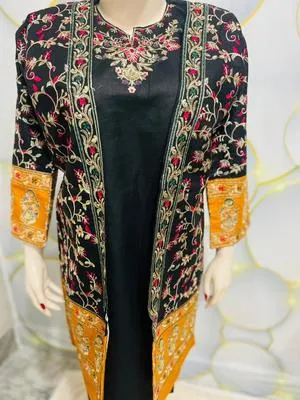 Black Embroidered 3 Pcs Gown Suit for Eid 2026 thumbnail 4