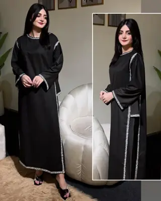 Hania Amir Inspired Indian Lace Work 3 Piece Suit for Women – Pure Shamoz Silk Long Shirt with Chiffon Dupatta & Plain Trouser thumbnail 2