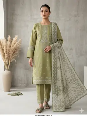 Heavy Fully Embroidered 3 Piece PV Cotton Suit for Women – Thread & Patch Work | Ready to Wear Pakistani Dress with Monar Dupatta thumbnail 3