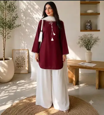 White Farshi Shalwar 3 Piece Stitched Suit for Women | Cotton Shirt with Chiffon Dupatta | Pakistani Traditional Dress