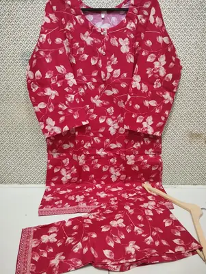 Women's 2 Piece Digital Printed Lawn Suit – Pure Lawn Stitched Shirt & Trouser | Soft Summer Casual Wear | Medium Size Ready to Wear thumbnail 2