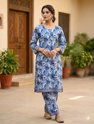 Women's 2 Piece Digital Printed Lawn Suit – Pure Lawn Stitched Shirt & Trouser | Soft Summer Casual Wear | Medium Size Ready to Wear thumbnail 3