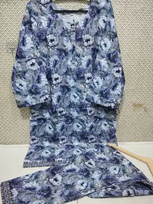 Women's 2 Piece Digital Printed Lawn Suit – Pure Lawn Stitched Shirt & Trouser | Soft Summer Casual Wear | Medium Size Ready to Wear thumbnail 4