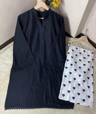 Women's Heart Printed Summer Linen 2 Piece Flapper Suit with V Neck Shirt | Sequence Lace Work | Casual Printed Cord Set | Soft Linen Dress for Women thumbnail 3
