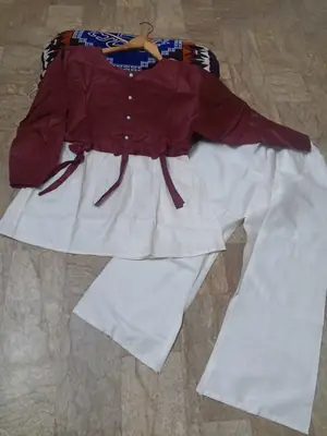 Women Summer Cotton 2 Pcs Frock Shirt & Flapper Set – Front Bow Airline Style Short Frock, Casual Co-Ord Outfit for Women thumbnail 4