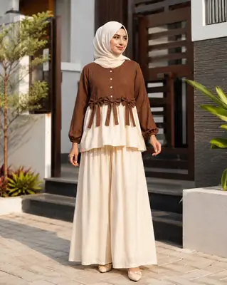 Women Summer Cotton 2 Pcs Frock Shirt & Flapper Set – Front Bow Airline Style Short Frock, Casual Co-Ord Outfit for Women