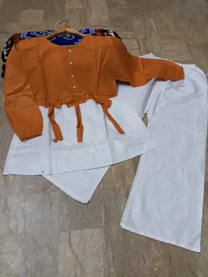 Women Summer Cotton 2 Pcs Frock Shirt & Flapper Set – Front Bow Airline Style Short Frock, Casual Co-Ord Outfit for Women thumbnail 3
