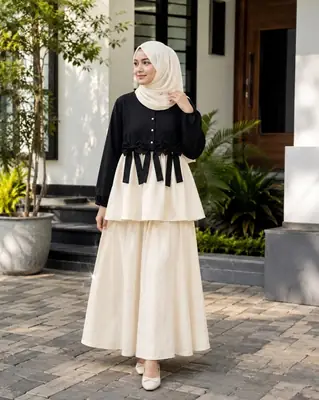 Women Summer Cotton 2 Pcs Frock Shirt & Flapper Set – Front Bow Airline Style Short Frock, Casual Co-Ord Outfit for Women