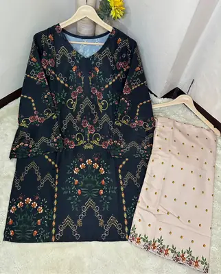 2 Pcs Women's Stitched Lawn Printed Shirt And Trouser thumbnail 2