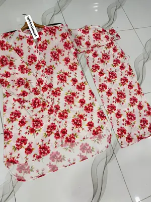 2 Pcs Women's Stitched Swiss Lawn Digital Print Co-Ord Set thumbnail 2