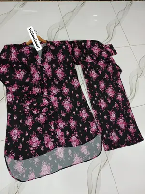 2 Pcs Women's Stitched Swiss Lawn Digital Print Co-Ord Set thumbnail 2