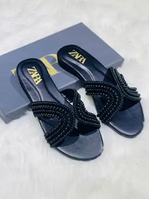 ZARA Pearl Embroidered Flats for Women – Premium Stylish Casual Slip-On Shoes with Brand Box | Sizes 36-42 thumbnail 2