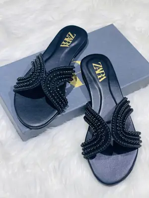 ZARA Pearl Embroidered Flats for Women – Premium Stylish Casual Slip-On Shoes with Brand Box | Sizes 36-42 thumbnail 3