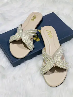ZARA Pearl Embroidered Flats for Women – Premium Stylish Casual Slip-On Shoes with Brand Box | Sizes 36-42 thumbnail 3