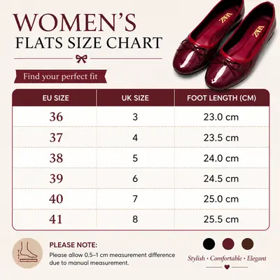ZARA Flats Pumps for Women – Patent Leather Bow Ballet Flats | Round Toe Slip-On Casual, Office & Party Shoes | Sizes 36-42 | With Brand Box thumbnail 4
