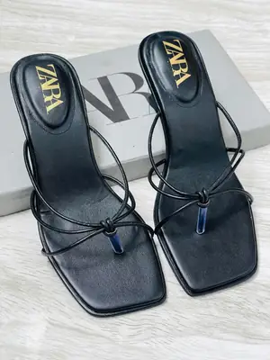 ZARA Knots Heels for Women – Square Toe Slip-On Kitten Heel Sandals | Stylish Party, Casual & Formal Ladies Heels with Brand Box thumbnail 3