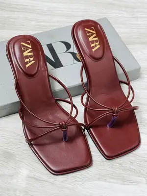 ZARA Knots Heels for Women – Square Toe Slip-On Kitten Heel Sandals | Stylish Party, Casual & Formal Ladies Heels with Brand Box thumbnail 2