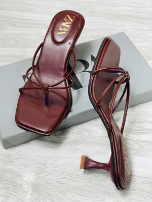 ZARA Knots Heels for Women – Square Toe Slip-On Kitten Heel Sandals | Stylish Party, Casual & Formal Ladies Heels with Brand Box thumbnail 3