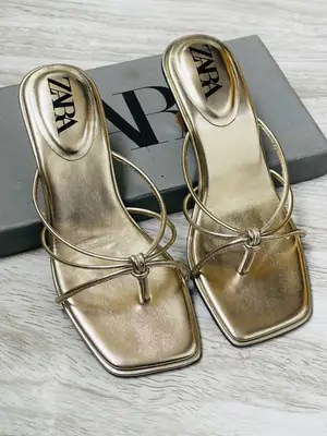ZARA Knots Heels for Women – Square Toe Slip-On Kitten Heel Sandals | Stylish Party, Casual & Formal Ladies Heels with Brand Box thumbnail 2