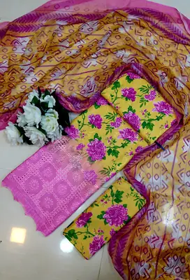 Chicken Kari Swiss Lawn 3 Piece Suit for Women | Digital Printed Lawn Dress with Aari Embroidered Chiffon Dupatta | Unstitched Summer Collection thumbnail 2