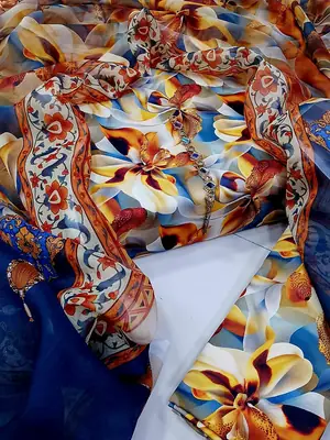 Digital Printed 3 Piece Swiss Lawn Suit for Women – Floral Print Lawn Shirt & Trouser with Original Crinkle Chiffon Dupatta | Summer Casual Dress | Pakistani Lawn Collection