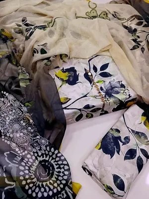 Digital Printed 3 Piece Swiss Lawn Suit for Women – Floral Print Lawn Shirt & Trouser with Original Crinkle Chiffon Dupatta | Summer Casual Dress | Pakistani Lawn Collection thumbnail 2