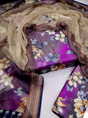 Digital Printed 3 Piece Swiss Lawn Suit for Women – Floral Print Lawn Shirt & Trouser with Original Crinkle Chiffon Dupatta | Summer Casual Dress | Pakistani Lawn Collection thumbnail 2